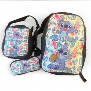 Stitch Kids Tropical 3 Piece Set- School Backpack lunch tote & pencil case